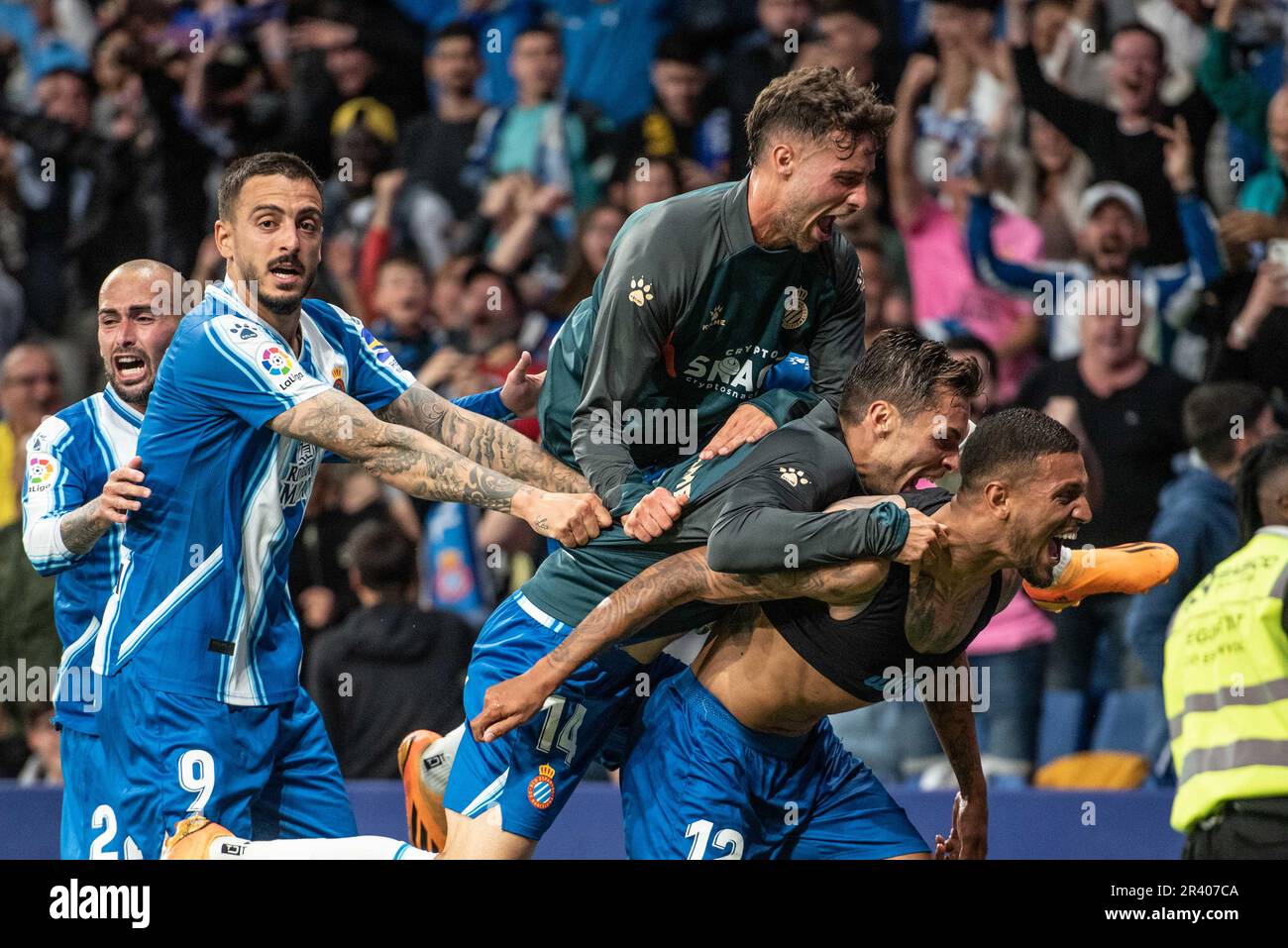 CORNELLÀ DE LLOBREGAT, SPAIN - MAY 25: Match between Espanyol and Atlético de Madrid of La Liga Santander at RCDE Stadium on May 25, 2023 in Cornellà-El Prat, Spain. (Photo by Sara Aribó/PxImages) Credit: Px Images/Alamy Live News Stock Photo