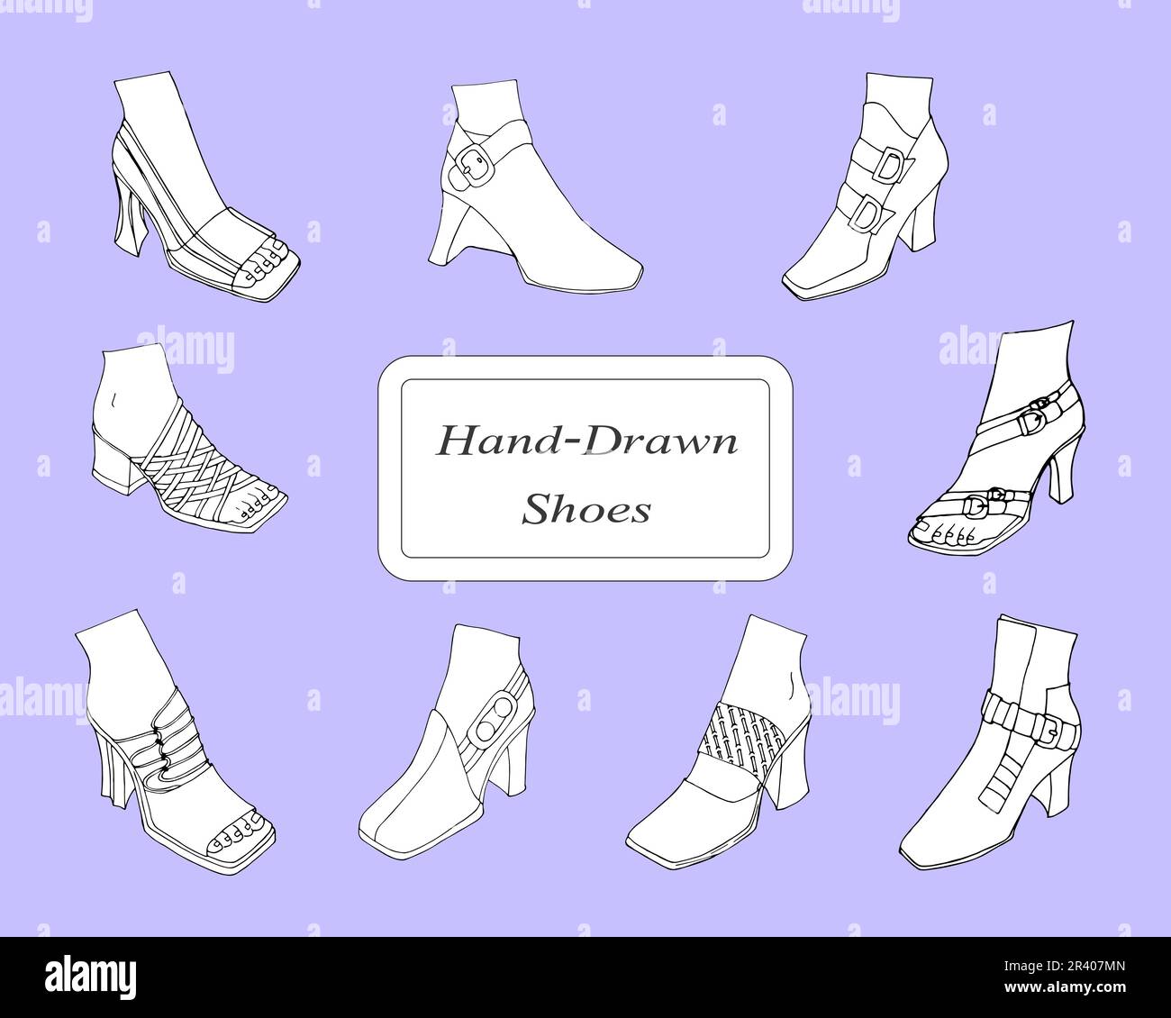 Hand drawn shoes set, Woman heels isolated vector illustration Stock ...