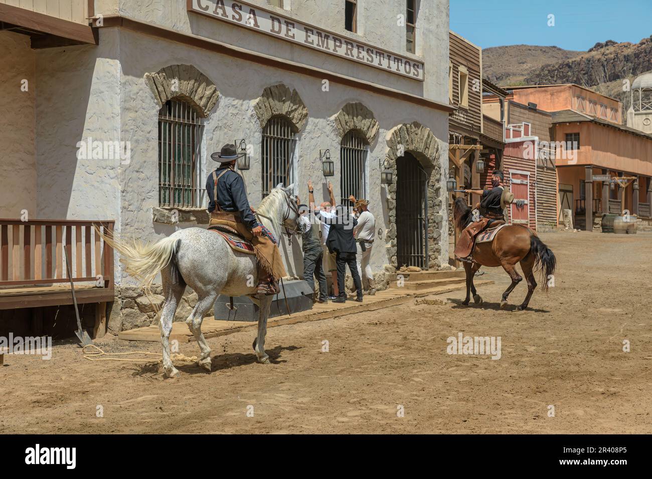 Gran Canaria - April 2023: Young tourists feel like a cowboy or Indians