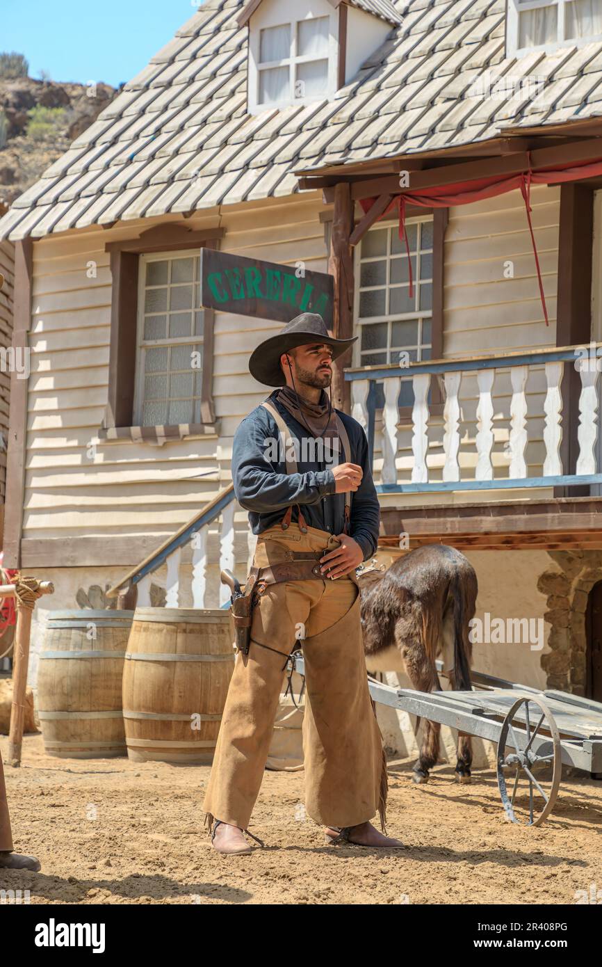 Gran Canaria - April 2023: Sioux City theme park offers a cowboy