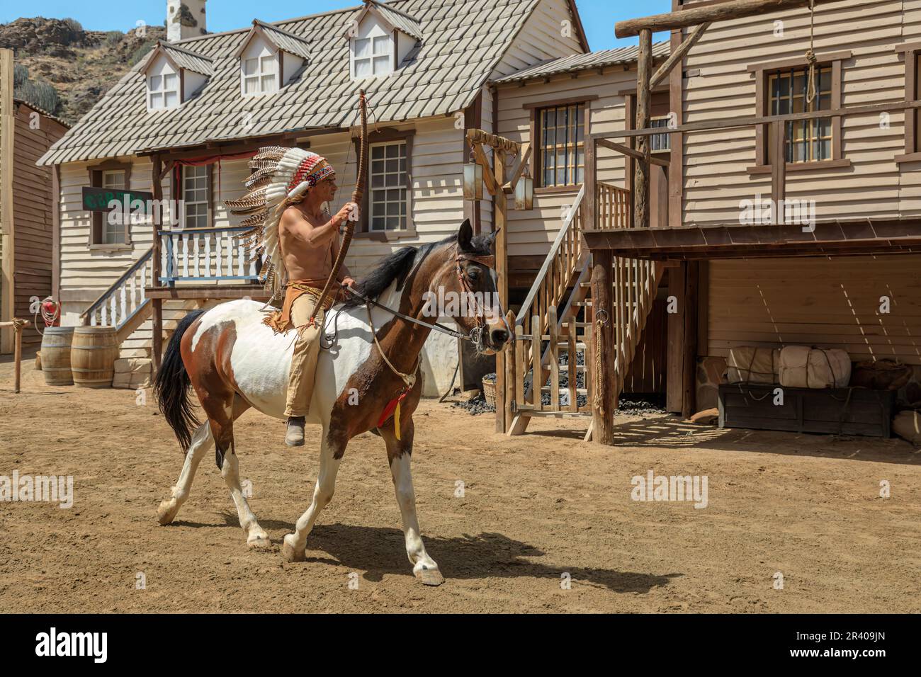 Gran Canaria - April 2023: Enter Sioux City theme park feels like becoming  a cowboy or Indian. Experiencing a thrilling bank robbery and witnessing  Stock Photo - Alamy