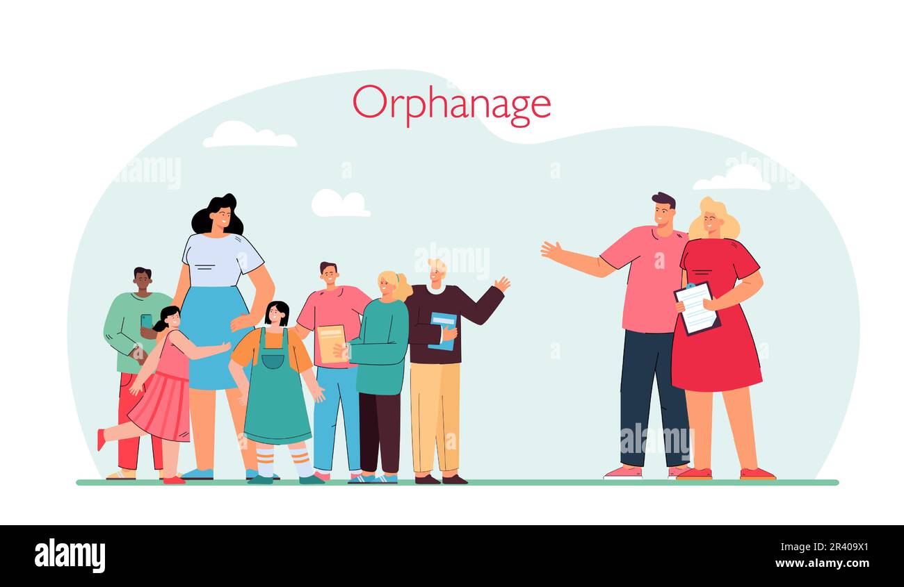Young married couple visiting orphanage Stock Vector Image & Art - Alamy