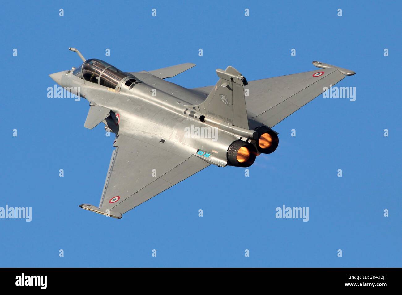 A Rafale C jet fighter of the French Air Force performing a