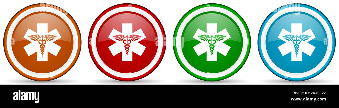 Emergency glossy icons, set of modern design buttons for web, internet ...