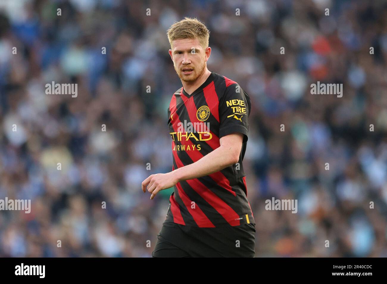Kevin De Bruyne in action for Manchester City FC at the AMEX Stadium Stock Photo