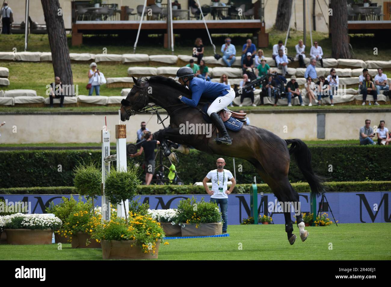 CSIO Roma 2023, Piazza di Siena, Rome, Italy, may 25 2023. Equestrian jumping competition Tab A against the clock, Martin Fuchs (SUI) jumping. Photo Credit: Fabio Pagani/Alamy Live News Stock Photo