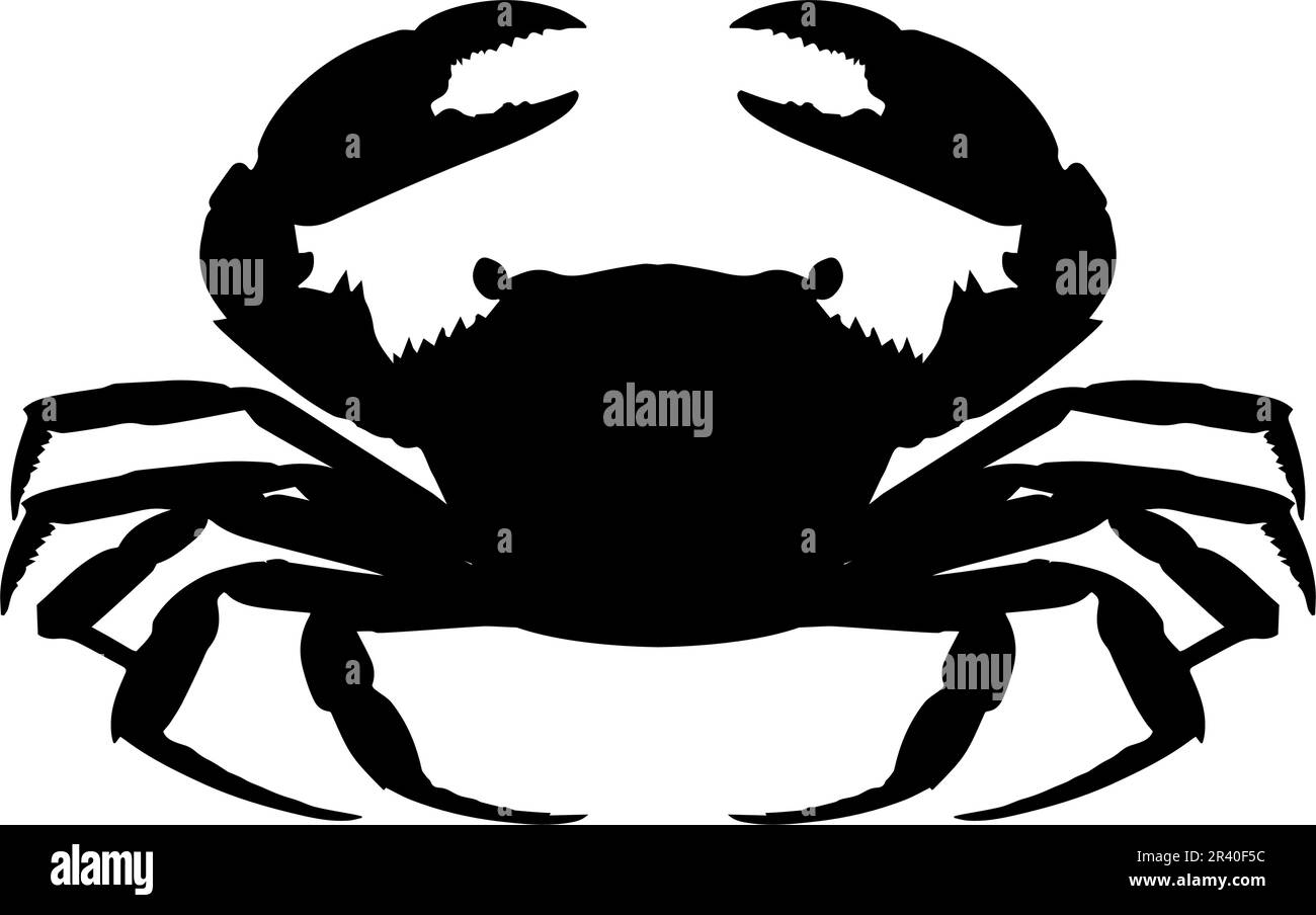 Crab silhouette isolated on white background. Vector illustration Stock Vector