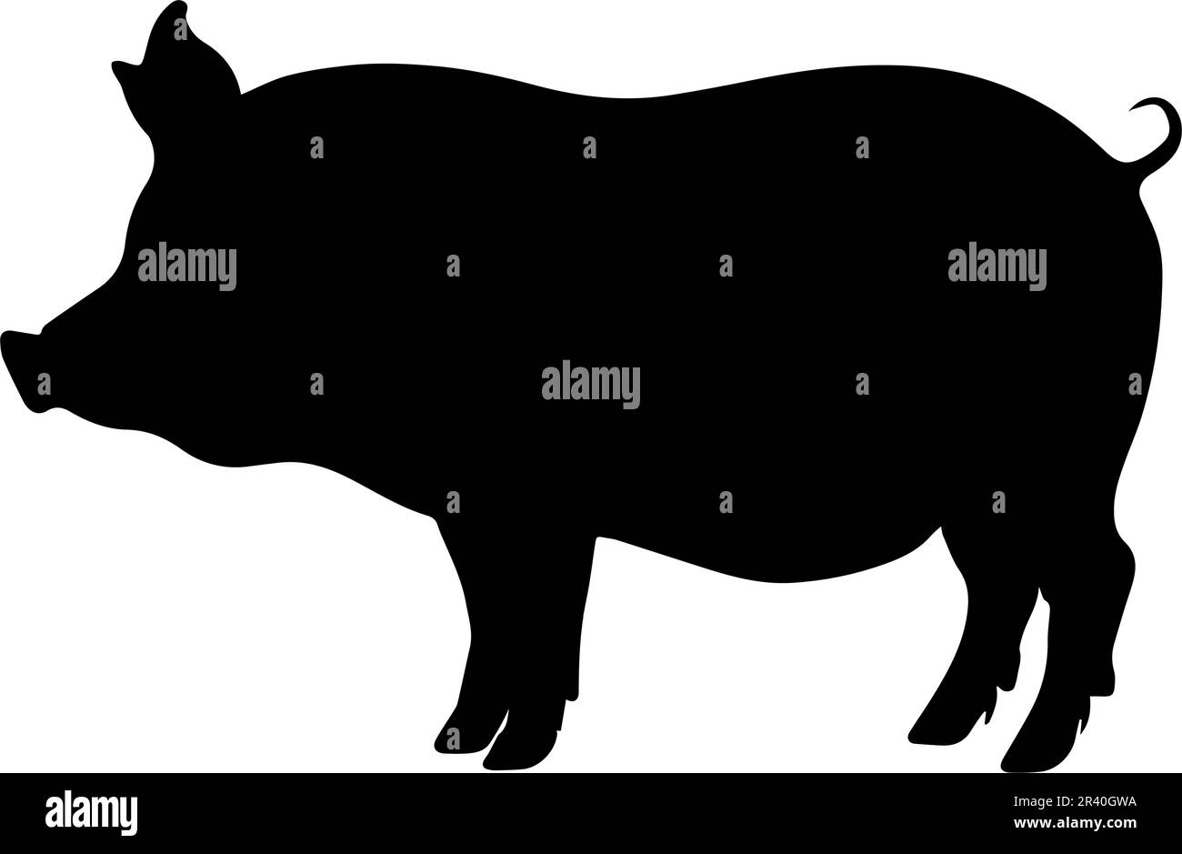 Pig silhouette isolated on white background. vector illustration Stock Vector