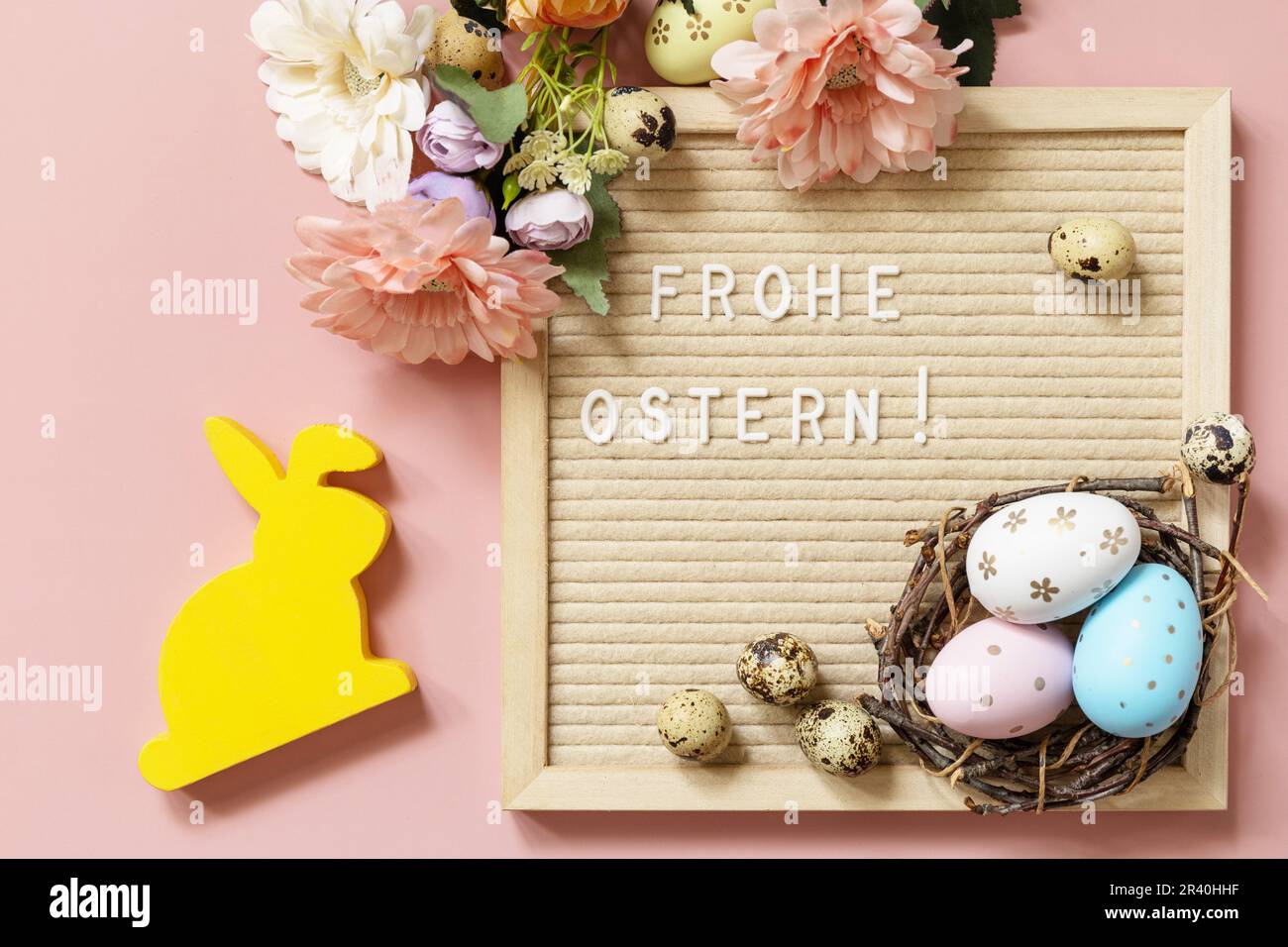 Letter board, Frohe Ostern Happy Easter in german greeting, Easter