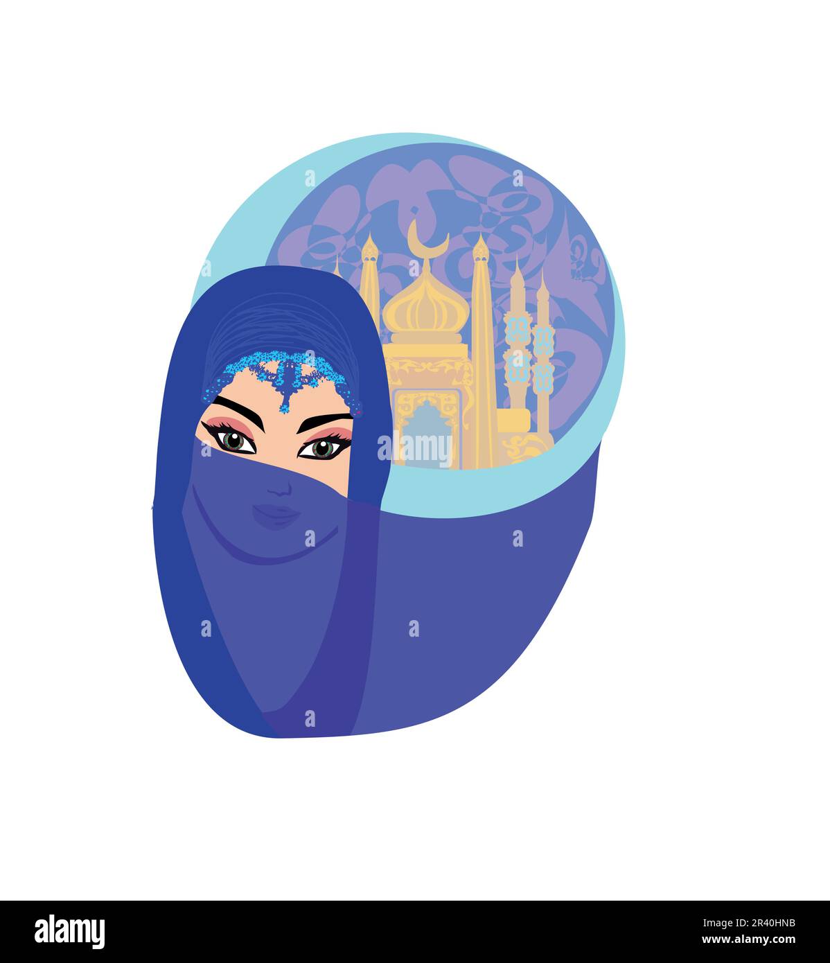 Portrait of Muslim beautiful girl in hijab Stock Vector Image & Art - Alamy