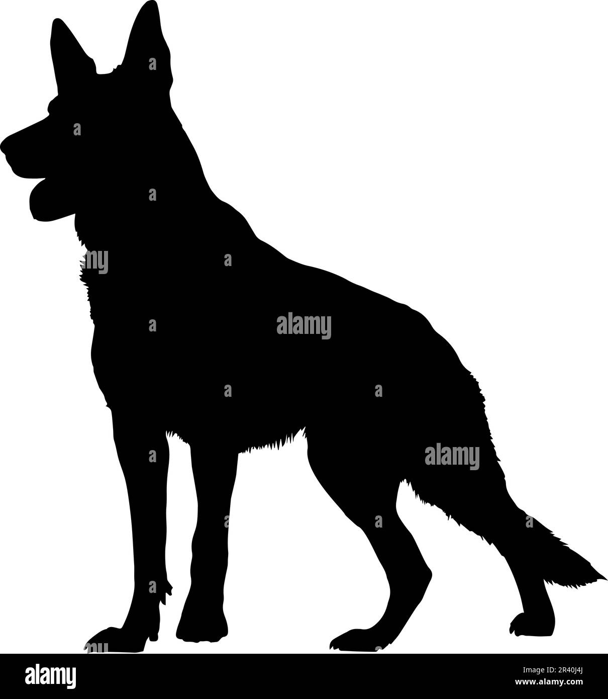 German shepherd dog silhouette isolated on a white background. Vector ...
