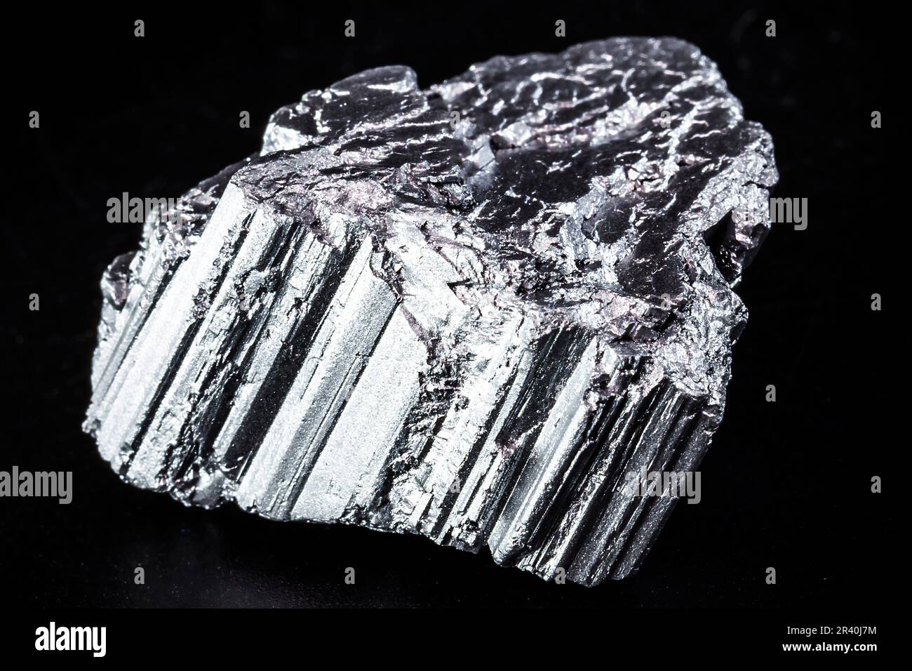 neodymium is a magnetic chemical element with the symbol Nd, in solid state. It is part of the rare earth group, used in the technology industry Stock Photo