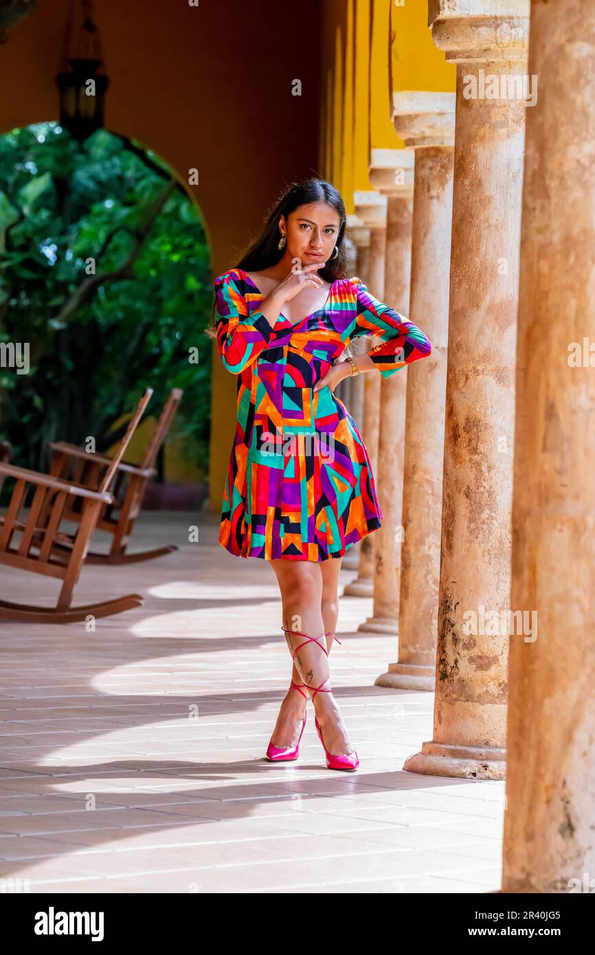 A Lovely Latin Model Enjoys A Day At A Local Spa in Mexico Stock Photo