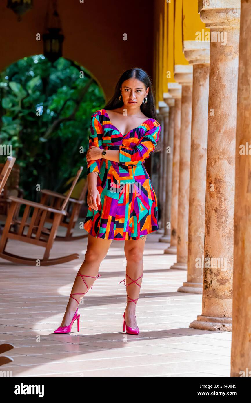 A Lovely Latin Model Enjoys A Day At A Local Spa in Mexico Stock Photo