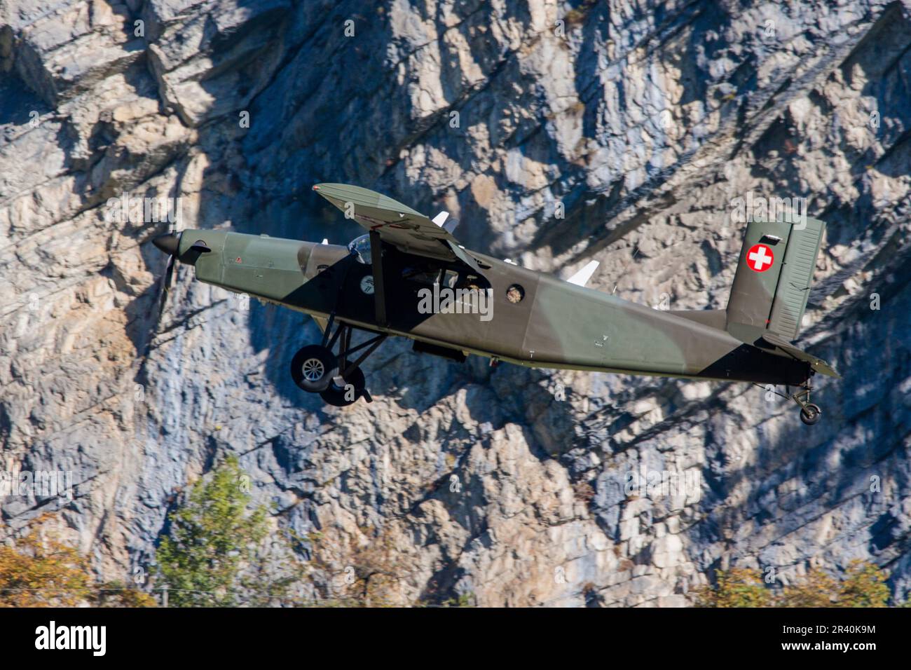 Swiss Air Force Pilatus PC-6 Porter STOL aircraft, Meiringen, Switzerland. Stock Photo