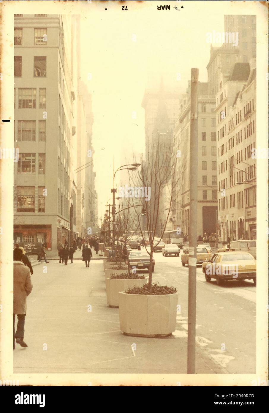 Vintage scanned print of 5th Avenue in Manhattan, New York City, USA