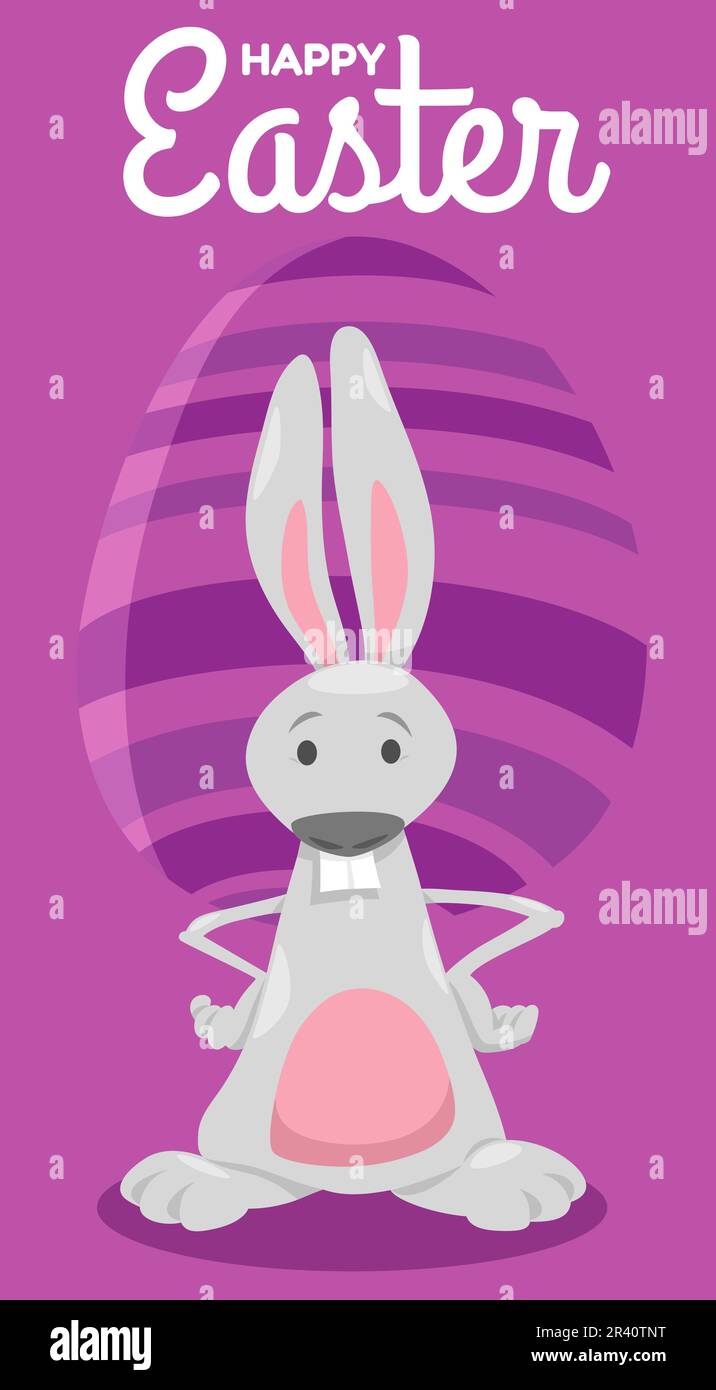 Cartoon Easter bunny with painted egg greeting card Stock Photo - Alamy