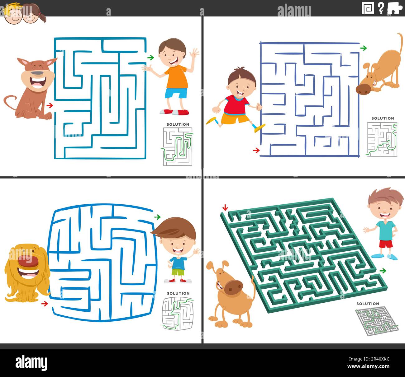 maze game with girl and her pet dog Stock Photo - Alamy