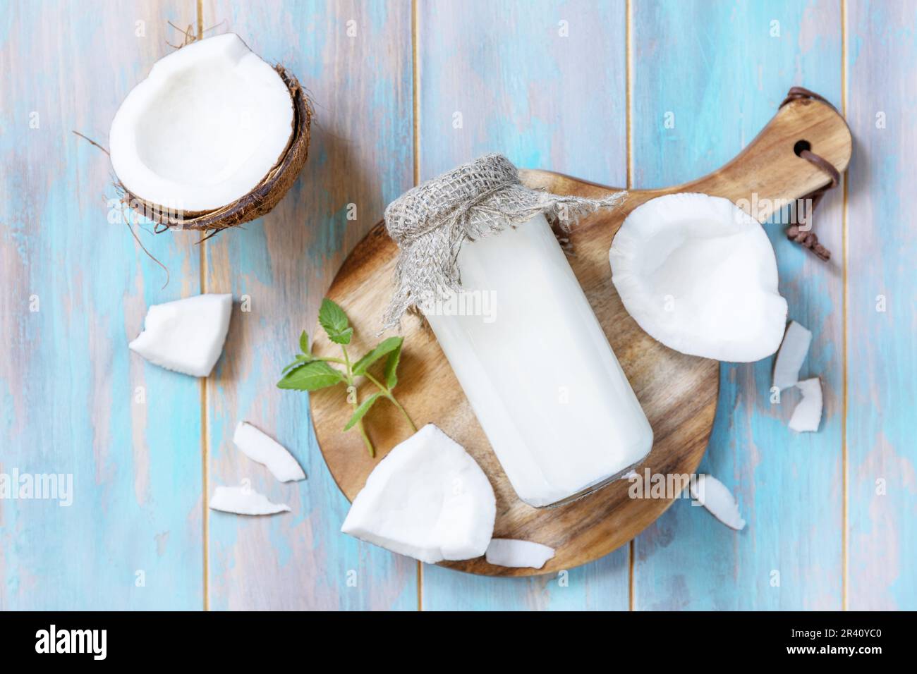 Vegan non dairy alternative milk, health content. Organic coconut milk