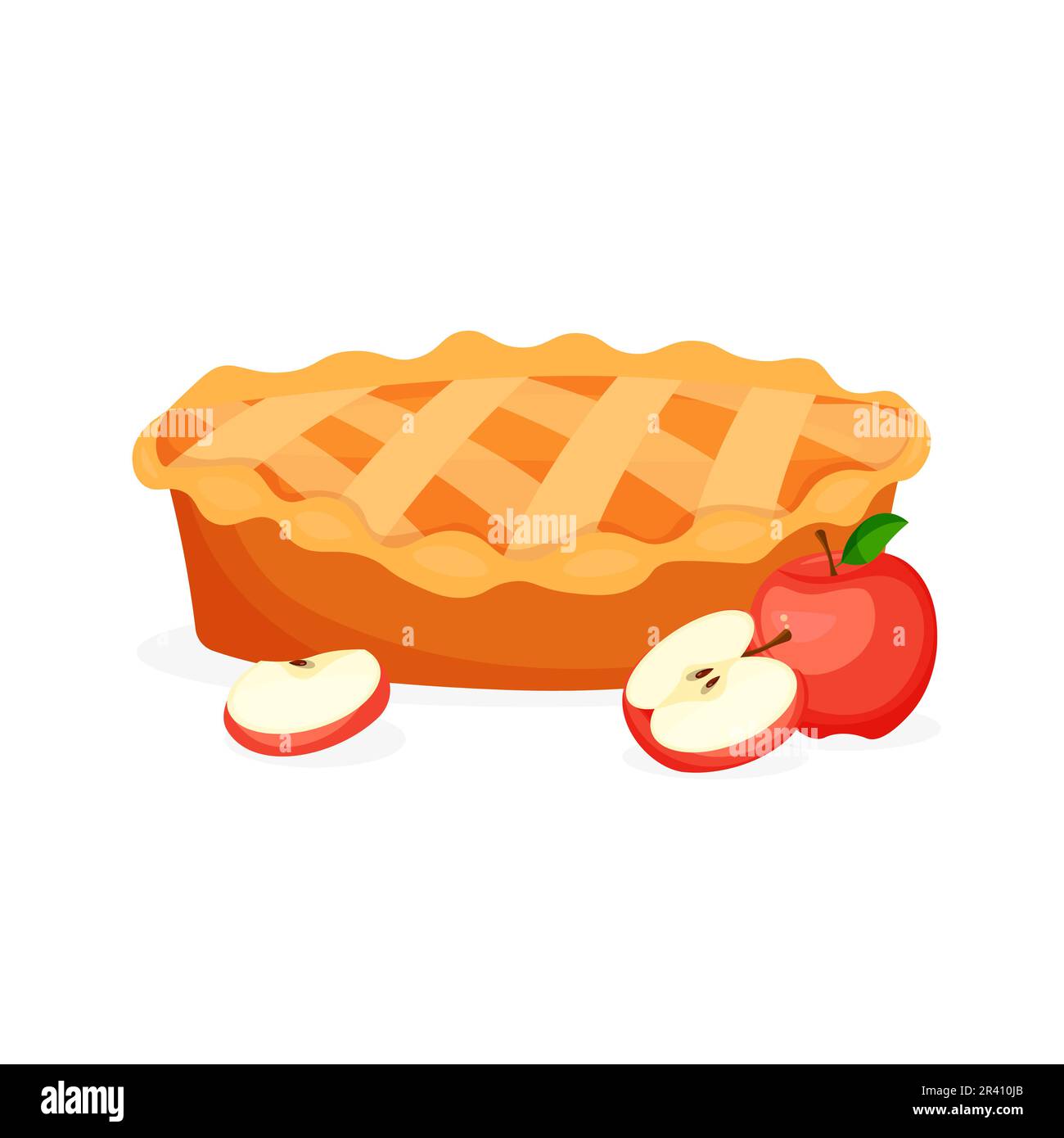 Traditional American apple pie. Sweet cake with apples. Charlotte