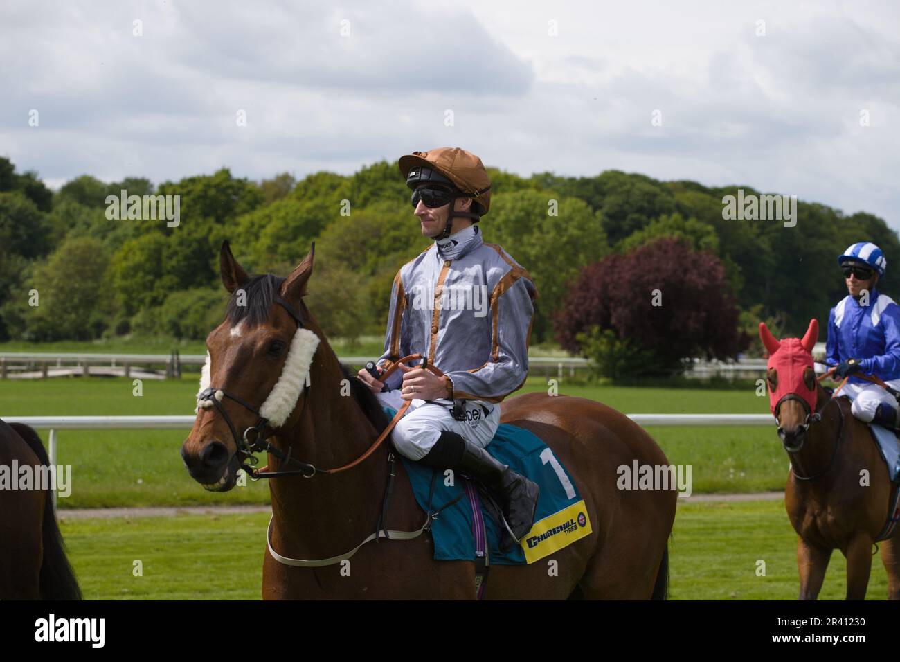 Jockey Daniel Tudhope on Summerghand at York Races. Stock Photo