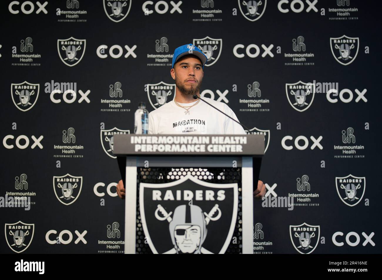 Las Vegas Raiders safety Marcus Epps attends a during a news conference
