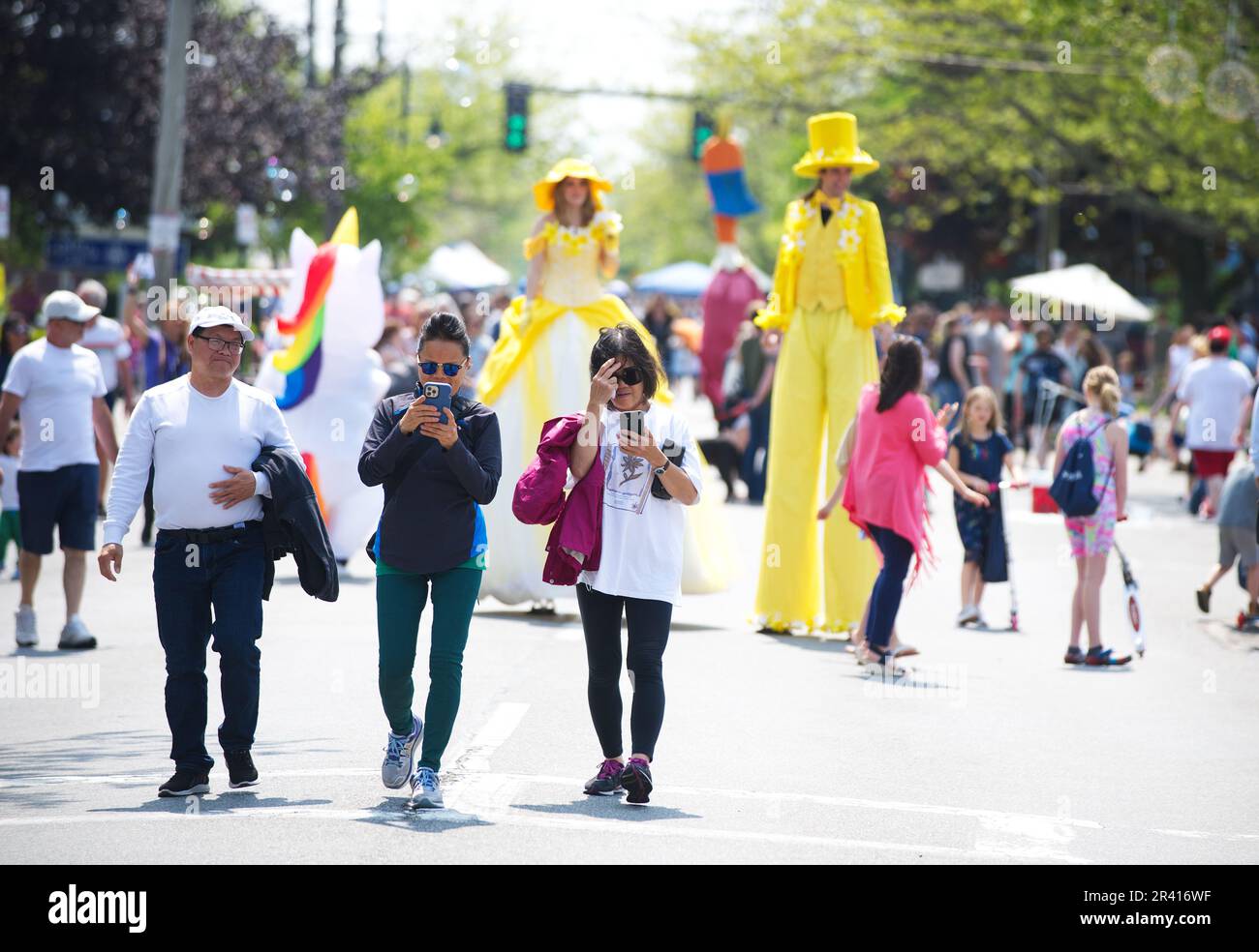 Open Streets - Hyannis, Massachusetts, USA, The crowd along Main Street Stock Photo