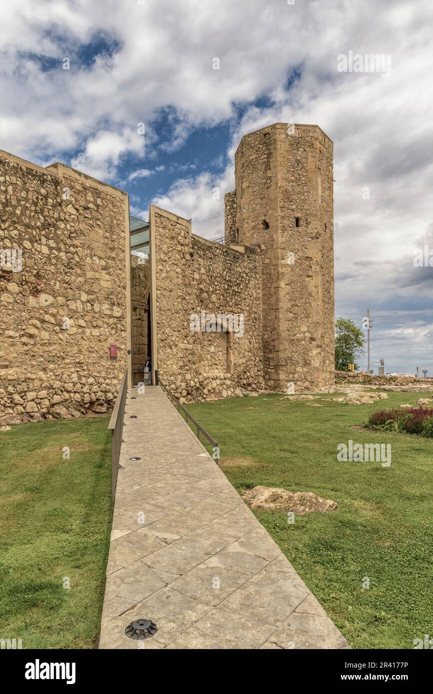 Main facade and tower of the ruins of the Roman circus (Circ Roma) in ...