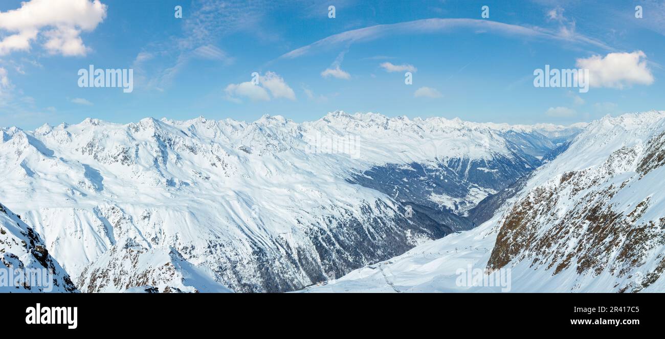 Dolomiten Alps winter view (Austria). Panorama. Stock Photo