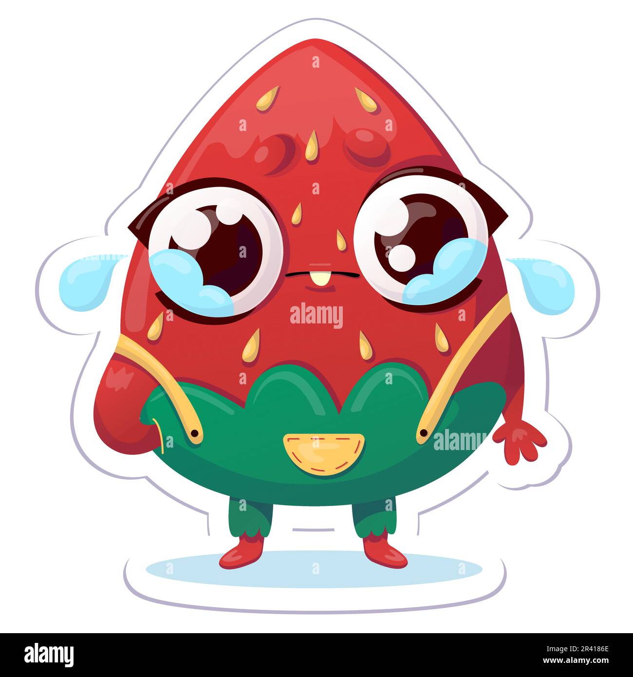 Vector illustration of strawberry character stickers with various cute ...