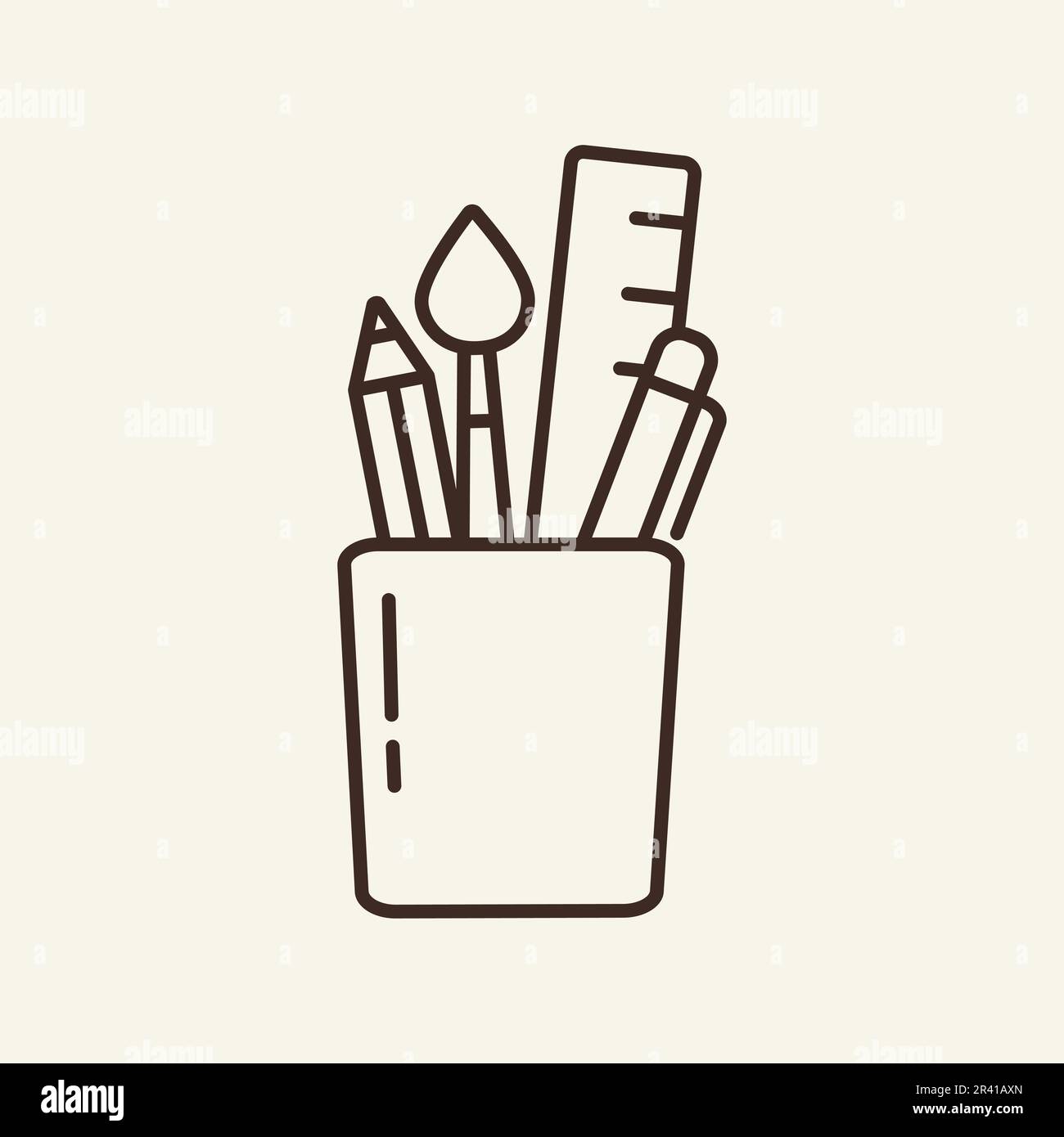 Pencil box contour. Education concept. Drawing, writing. Vector Stock Vector