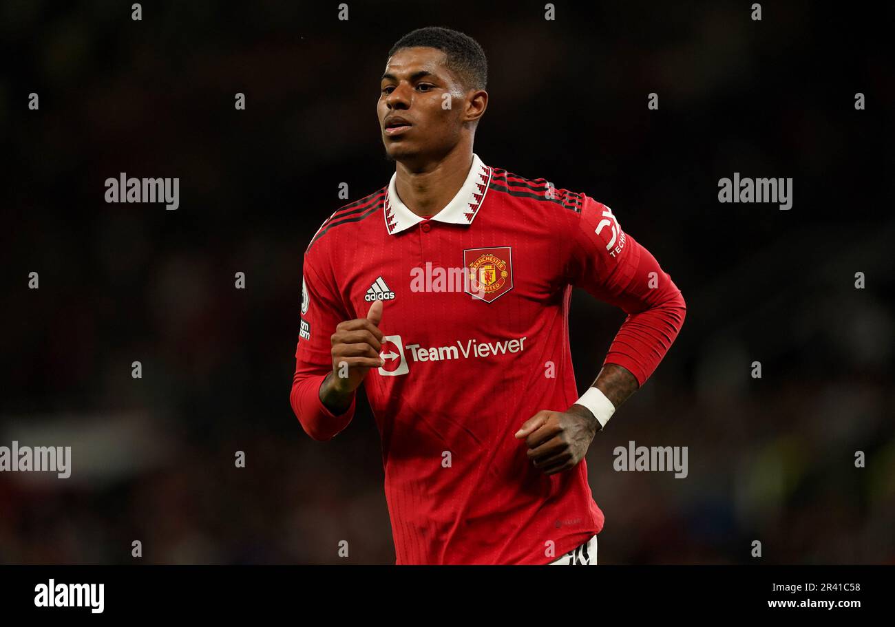 Manchester United's Marcus Rashford during the Premier League match at Old Trafford, Manchester. Picture date: Thursday May 25, 2023. Stock Photo