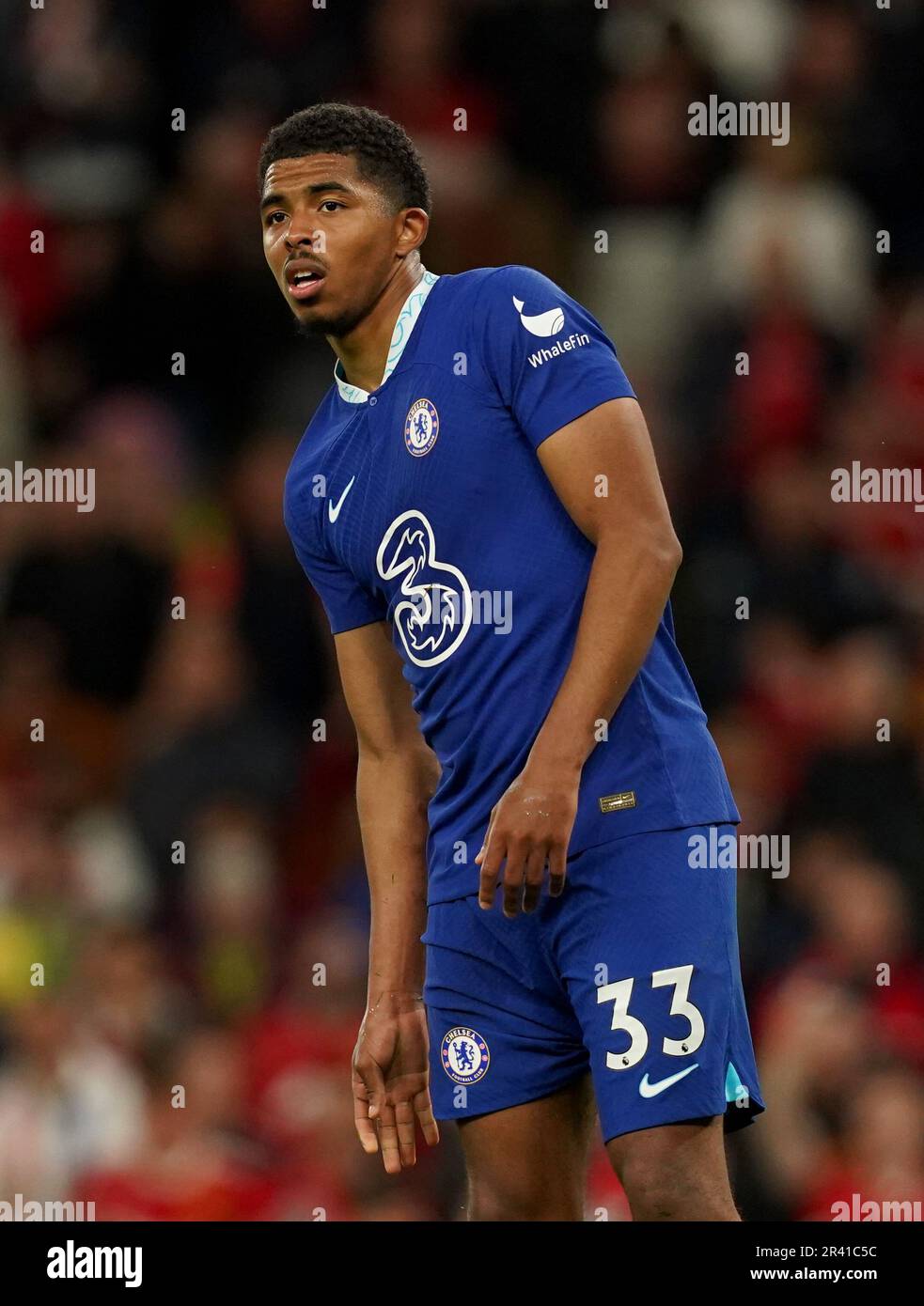 Chelsea's Wesley Fofana during the Premier League match at Old Trafford, Manchester. Picture date: Thursday May 25, 2023. Stock Photo