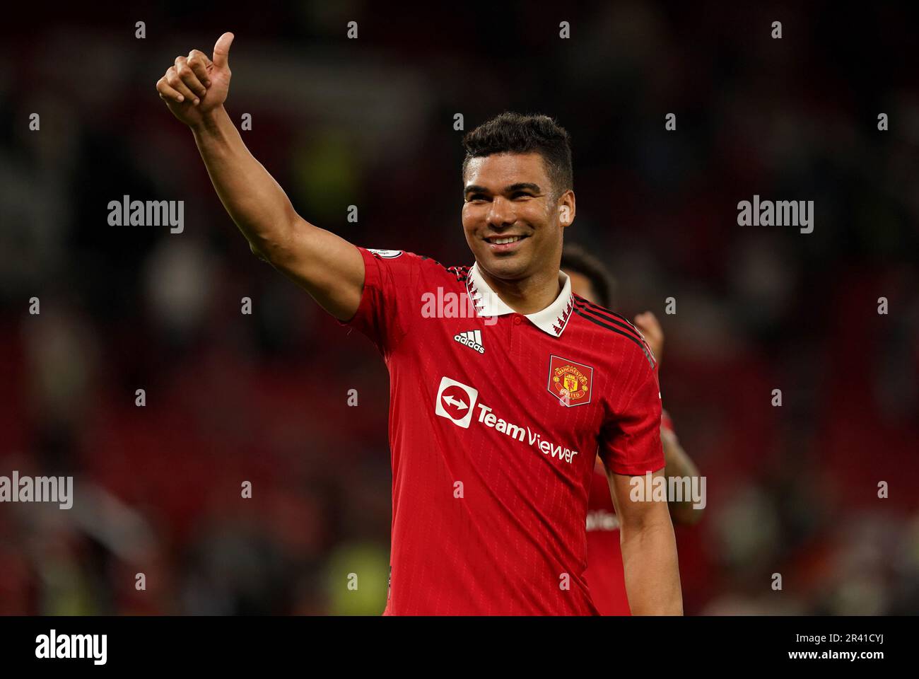 Manchester United's Casemiro salutes the fans after the Premier League match at Old Trafford, Manchester. Picture date: Thursday May 25, 2023. Stock Photo