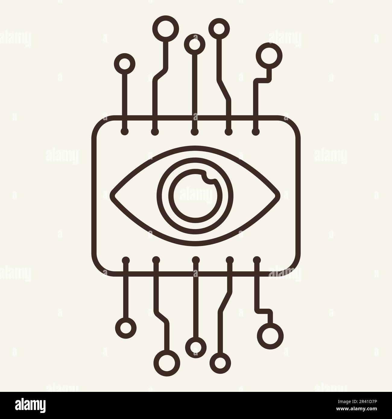 Cyber eye thin line icon Stock Vector