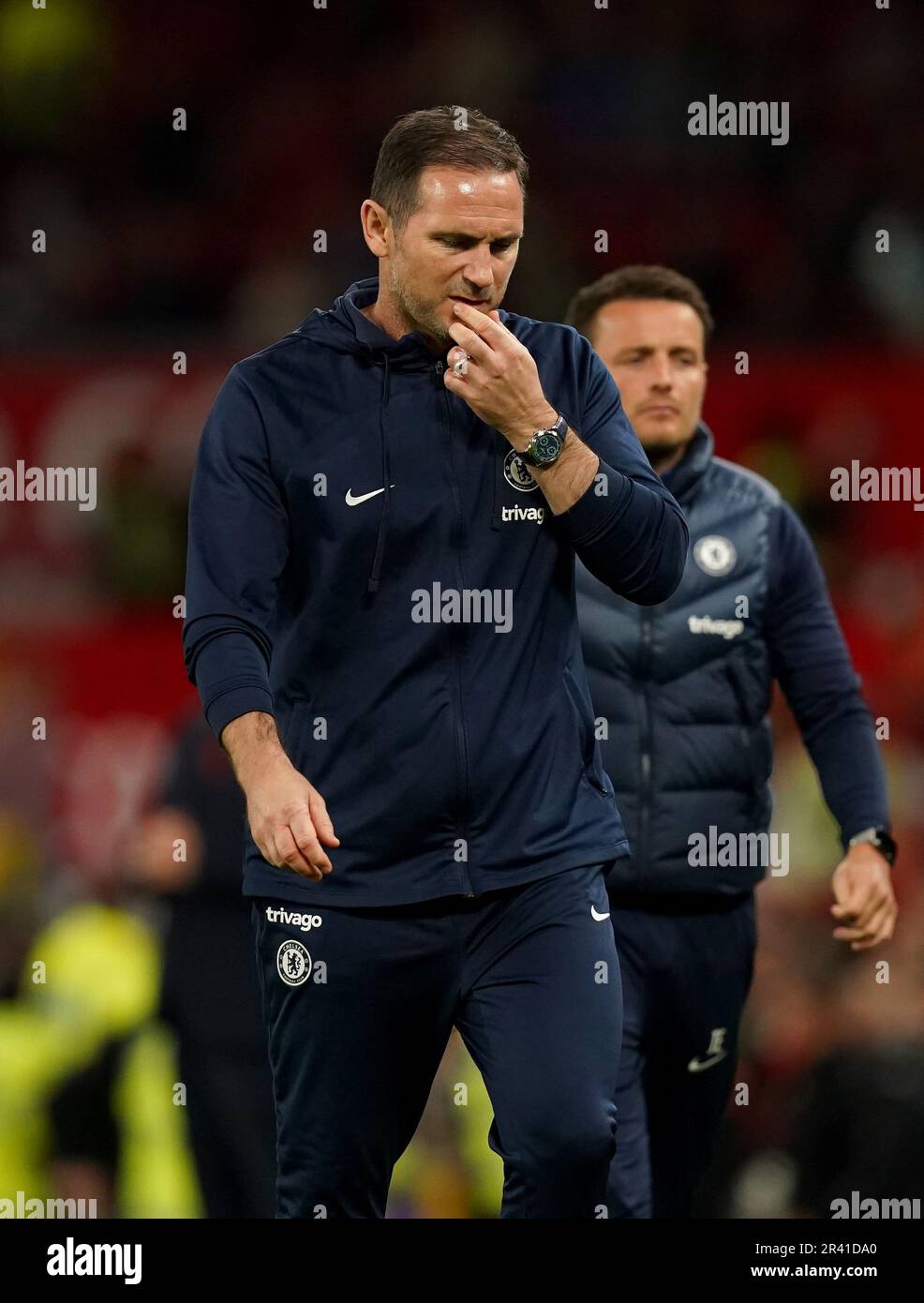 Chelsea interim manager Frank Lampard heads for the tunnel after the Premier League match at Old Trafford, Manchester. Picture date: Thursday May 25, 2023. Stock Photo
