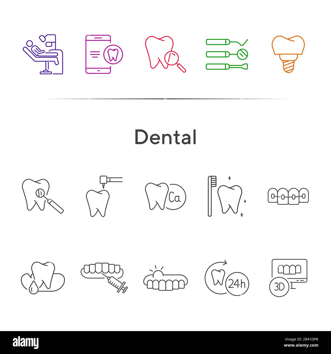 Dental icons. Set of line icons Stock Vector Image & Art - Alamy