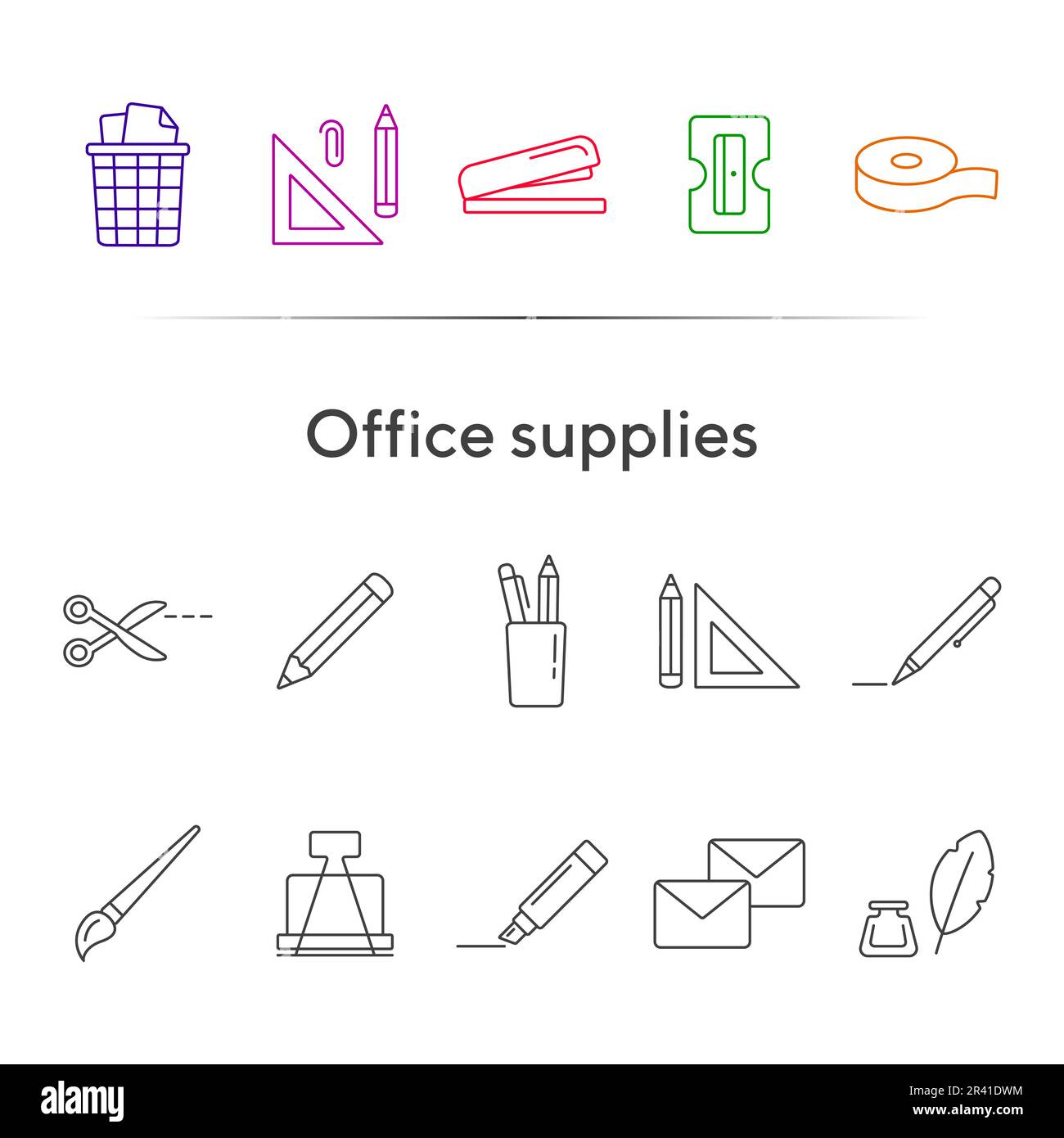 Office supplies icon set Stock Vector