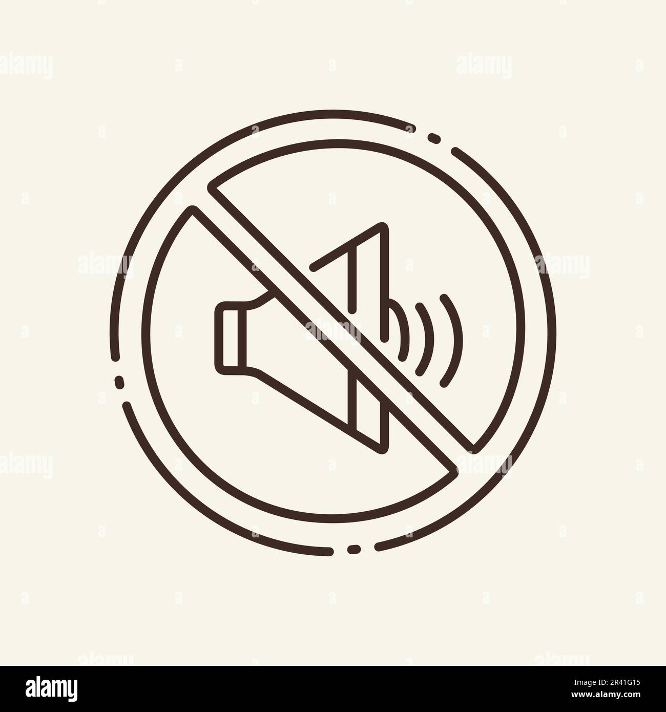 Prohibition of loudness thin line icon Stock Vector