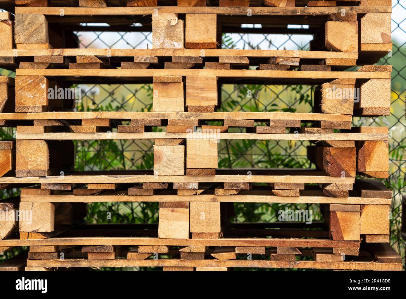 Transportation pallets made of wood. Stock Photo