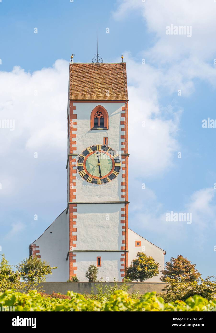 Mountain Church St. Moritz Hallau, Canton Schaffhausen, Switzerland Stock Photo