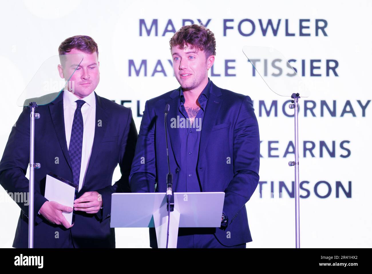 Roman Kemp speaks during the SHEIN Women's Football Awards held at Nobu Hotel, London. Picture date: Thursday May 25, 2022. Stock Photo