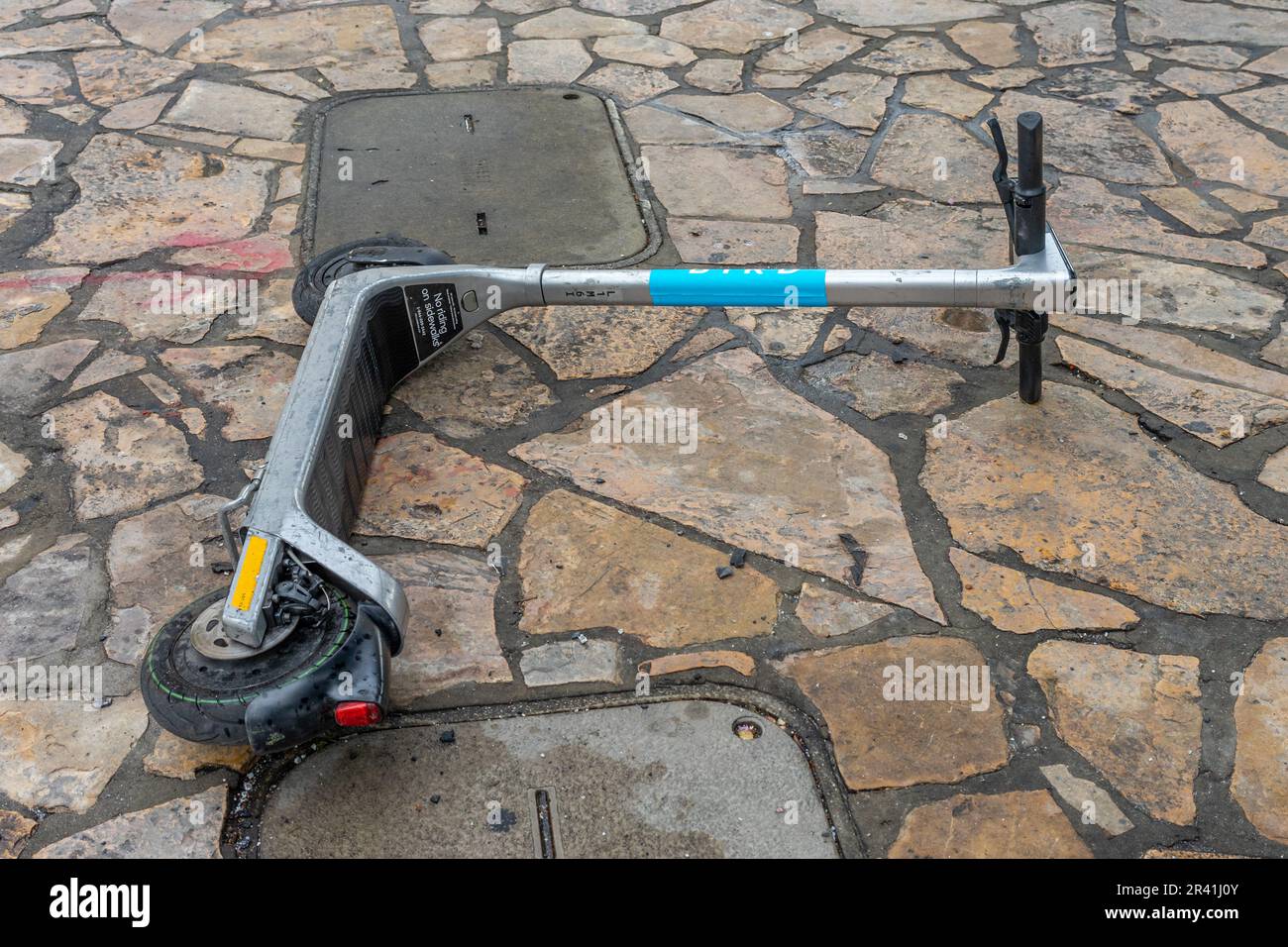 San Antonio, Texas, USA May 8, 2023 A Bird electric rental scooter