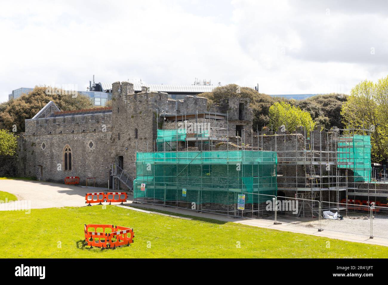 Swords Castle undergoing renovations in Swords, Ireland. Stock Photo
