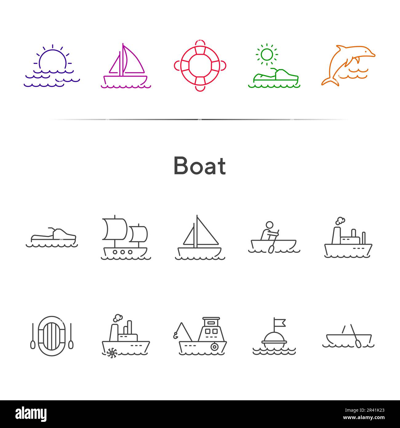 Boat line icon set Stock Vector Image & Art - Alamy