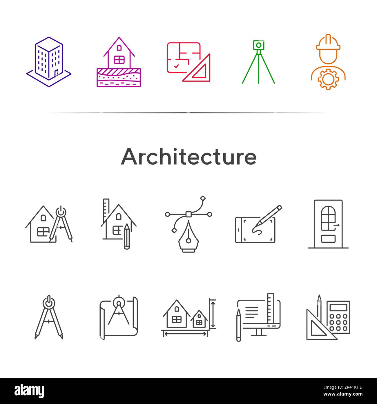 Architecture line icon set Stock Vector Image & Art - Alamy