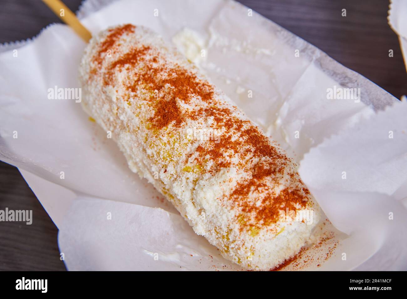 Elotes elote corn street food Mexican food dish cotija cheese spicy