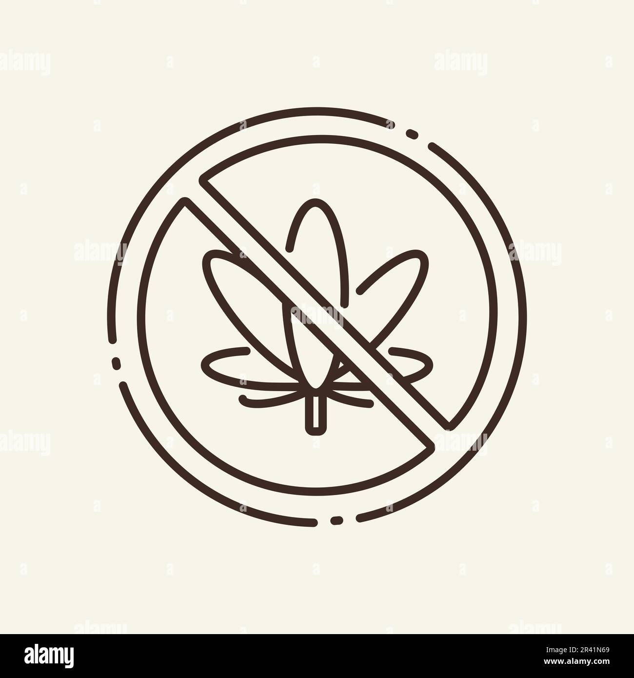 Prohibition of marijuana thin line icon Stock Vector