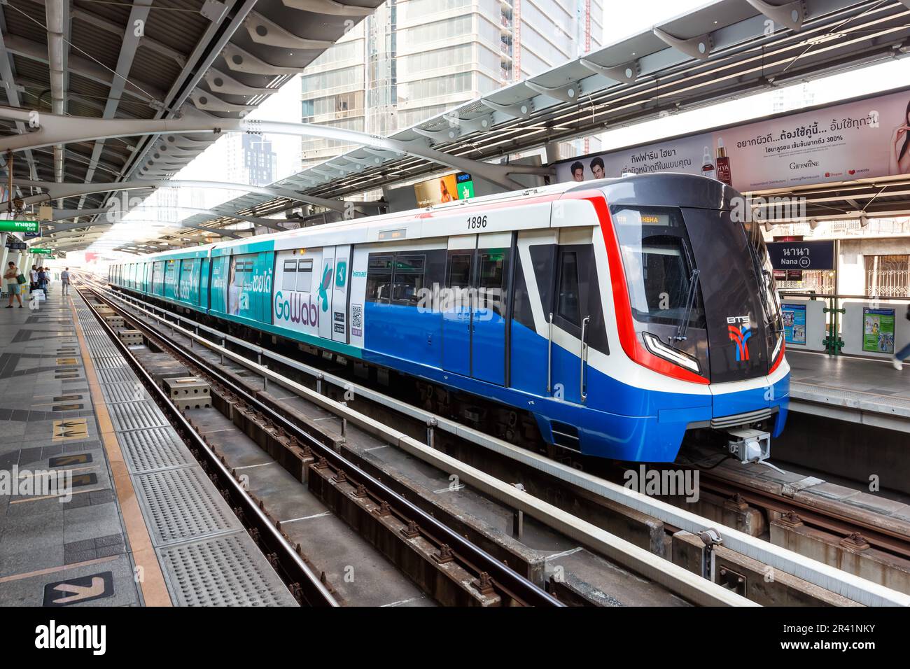 Metro Train At Nana Stop Of Bts Skytrain Sukhumvit Line In Bangkok Metro Train At Nana Stop Of Bts Skytrain Sukhumvit Line In Bangkok