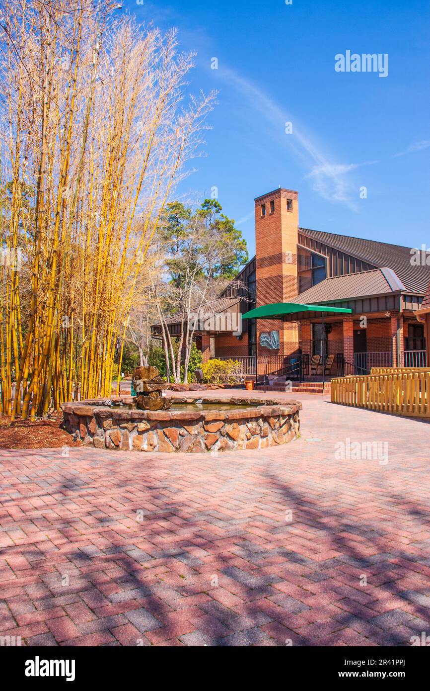 Gift Shop and plaza at Mercer Arboretum and Botanical Gardens in Spring